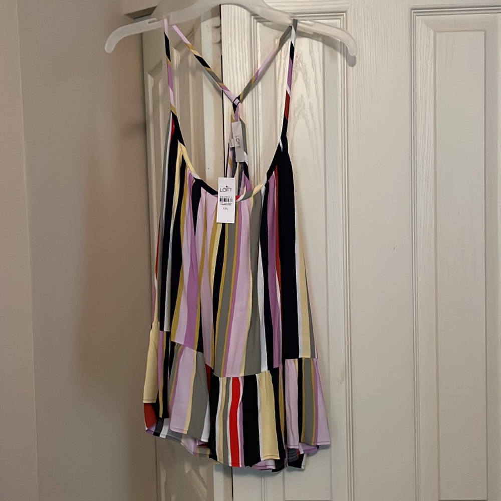 New with tags LOFT Multi Stripe Peplum Tank - Picture 3 of 7